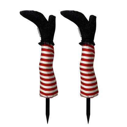 Belro Witch Legs Halloween decoration for home and garden, featuring spooky, striped legs with pointed shoes for holiday decor.