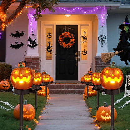 Belro Light Up Pumpkin Halloween pathway decor with glowing face for outdoor home and garden Halloween decoration.