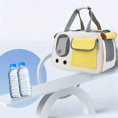 Belro travel pet carrier for cats and small dogs, automotive-style, with mesh sides and secure zipper closure.