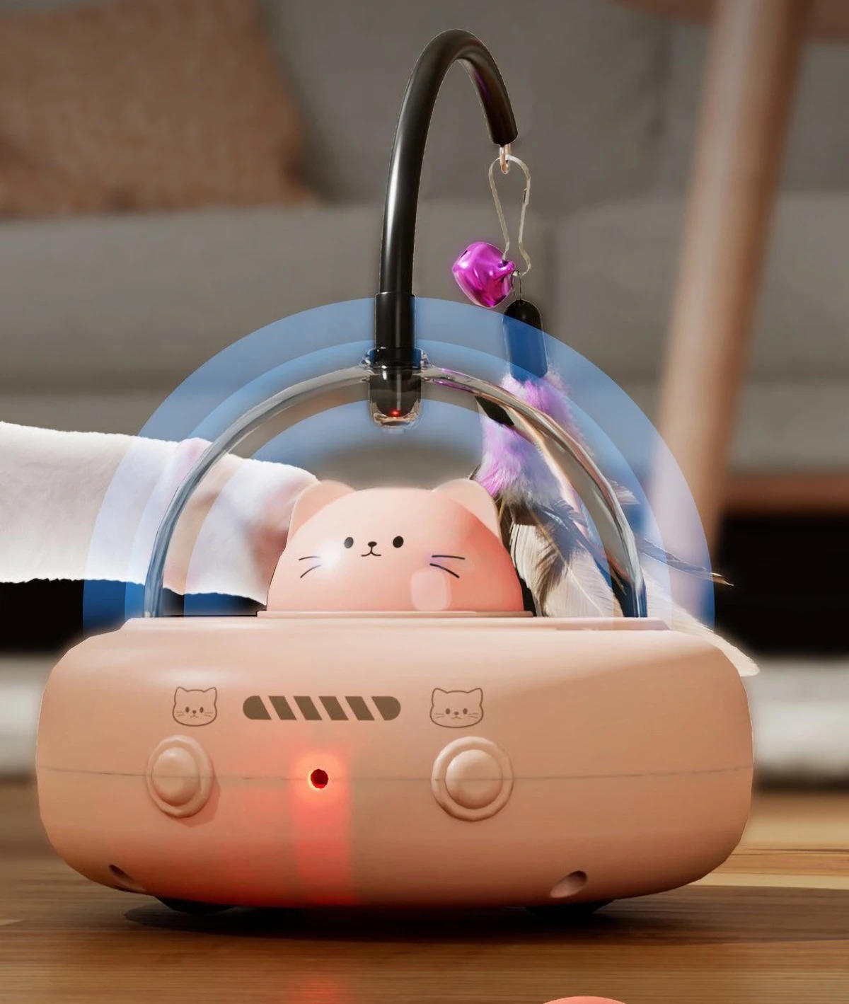 Belro smart interactive cat toy with colorful moving parts, designed to entertain and stimulate cats during playtime.