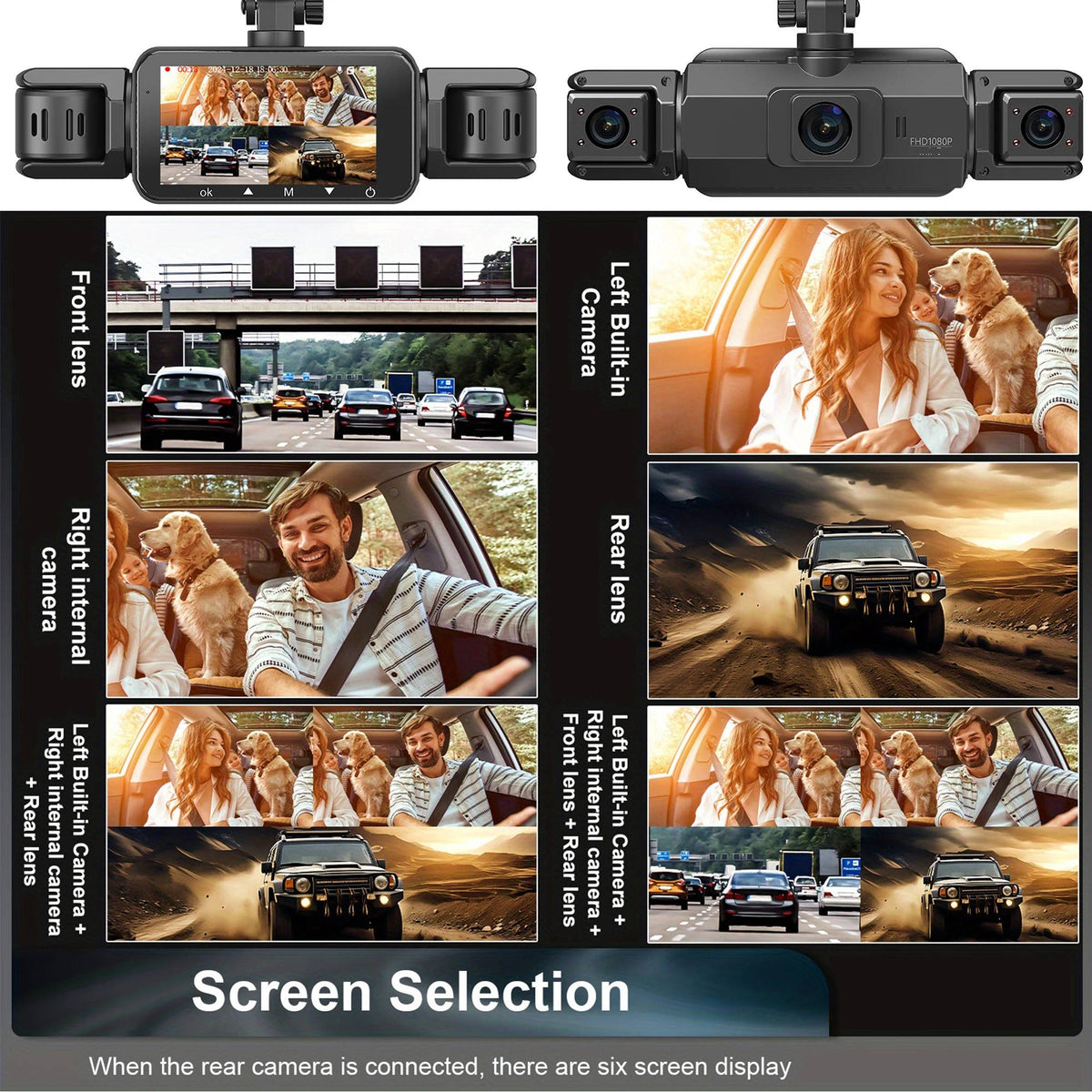 Wireless Belro car dash cam with front and rear lenses, night vision, compact electronics camera for vehicle recording.