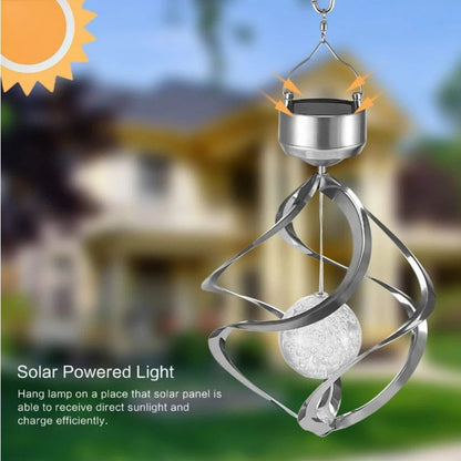 Belro Solar Wind Chime Spinner LED Lamp with decorative outdoor garden decor featuring spinning chimes and solar-powered lighting.