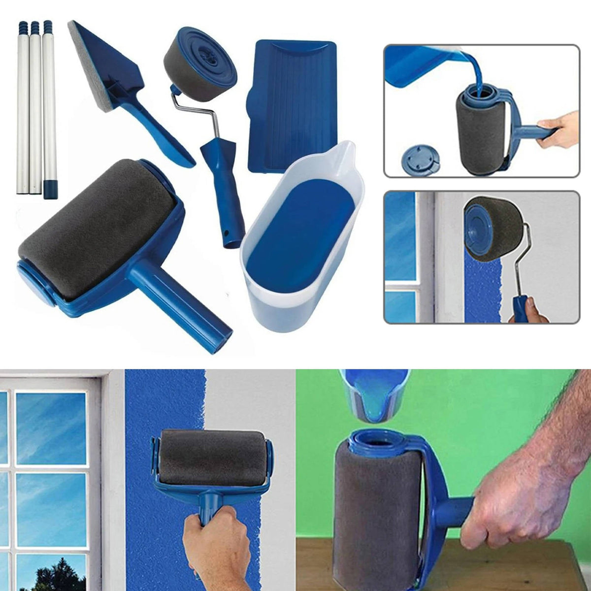 Belro paint roller brush kit with multiple roller covers and handle, ideal for smooth wall painting projects.
