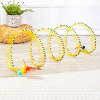 Belro cat hunting toy with colorful feathers and strings for engaging feline play and exercise.