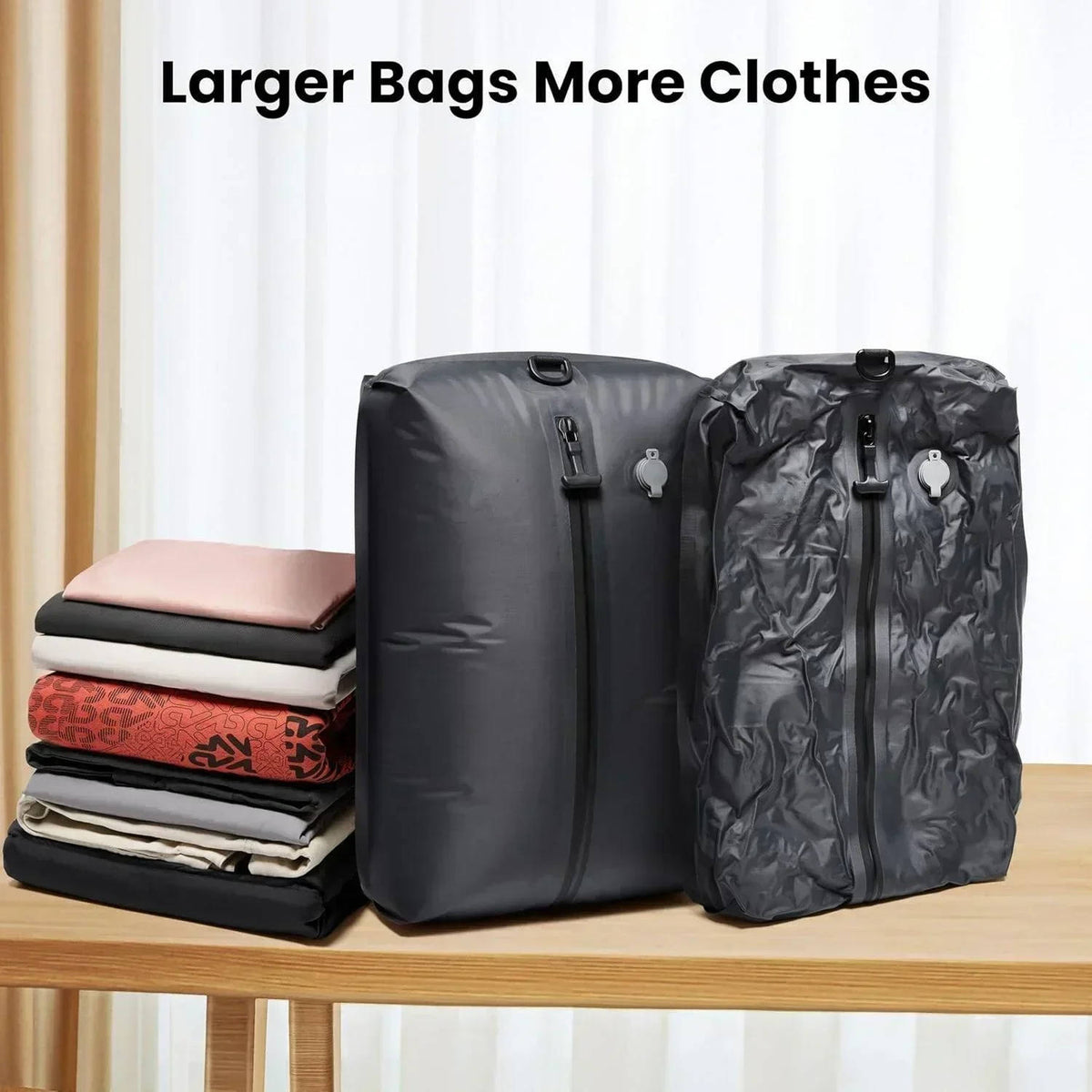 Belro travel vacuum pump with two bags for footwear, designed for easy compression of heels and pumps during travel.