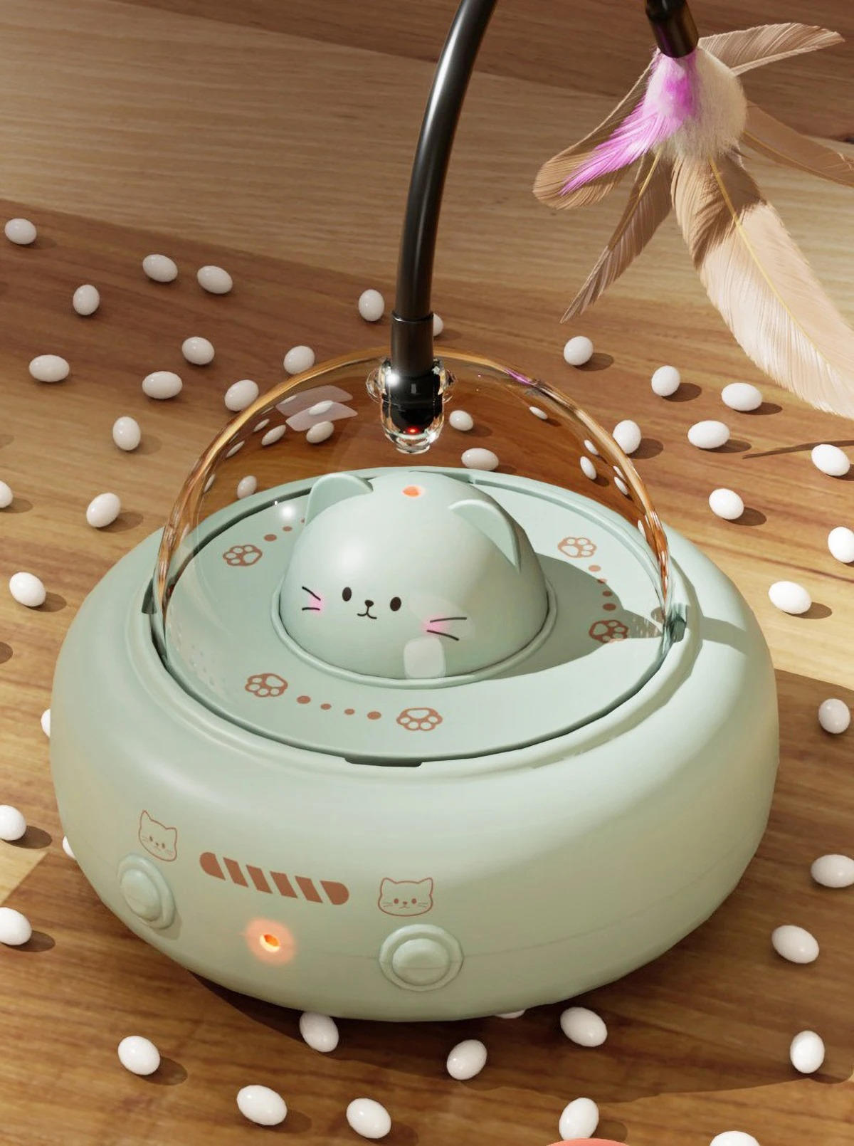 Belro smart interactive cat toy with colorful moving parts for engaging play, designed to stimulate cats' curiosity and activity.