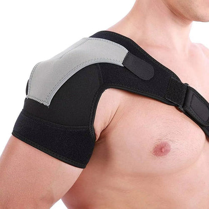 Belro shoulder brace for support and pain relief, adjustable strap, padded design for comfort, in a neutral color.