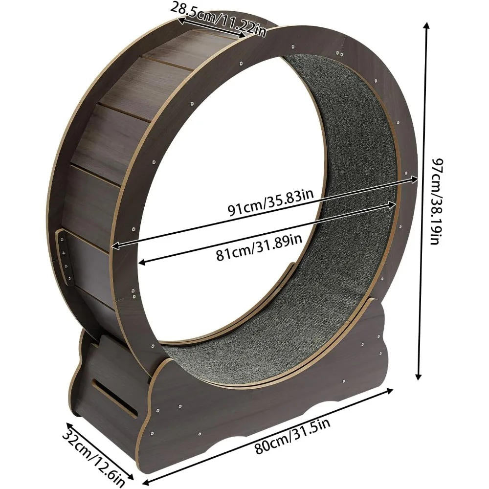 Belro cat exercise wheel for pets, shown on a wooden floor, designed to keep cats active and entertained.