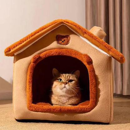 Belro indoor cat house made of cozy, durable materials, featuring a private hiding spot and scratching post for feline comfort.