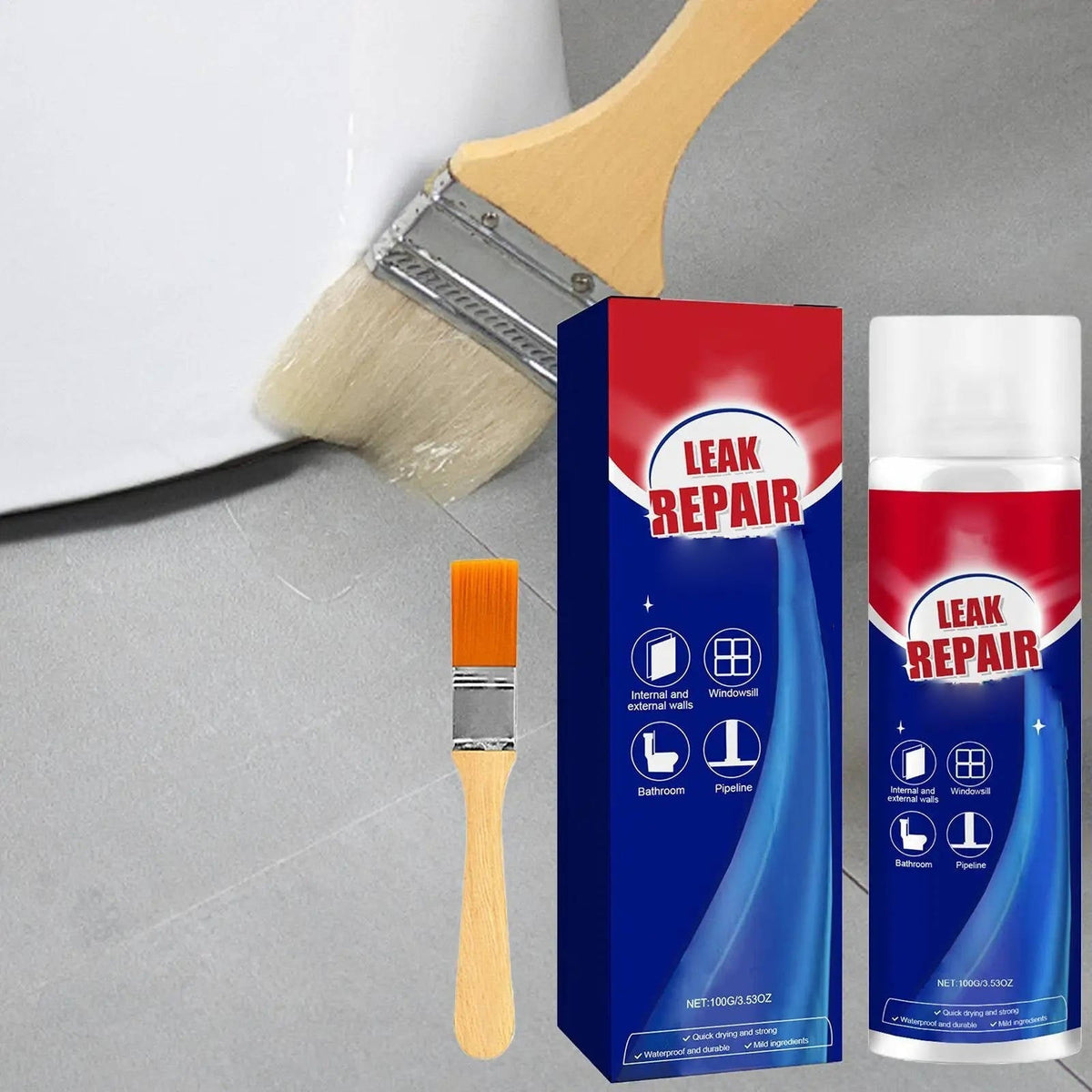 Belro waterproof leak repair sealant spray, all-purpose adhesive and sealant for tools and hardware applications.
