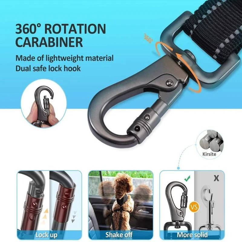 Belro dog car seat safety belt attached to a vehicle seat, ensuring secure travel for pets during car rides.