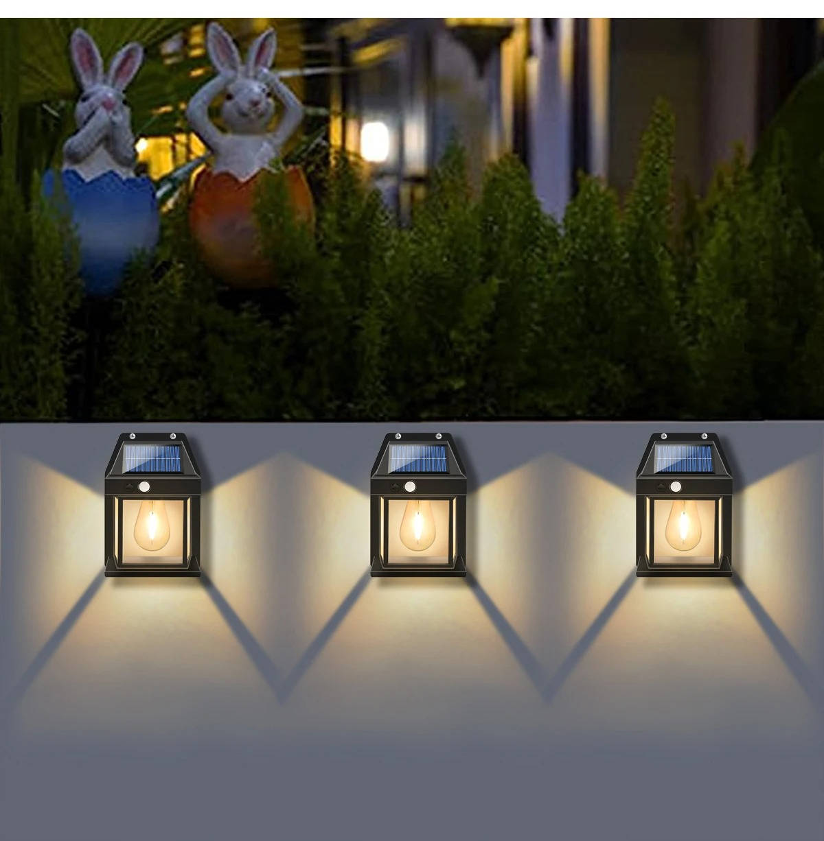 Belro 2-set solar wall lamps for outdoor use, wall-mounted outdoor lighting for garden and home exterior lighting.