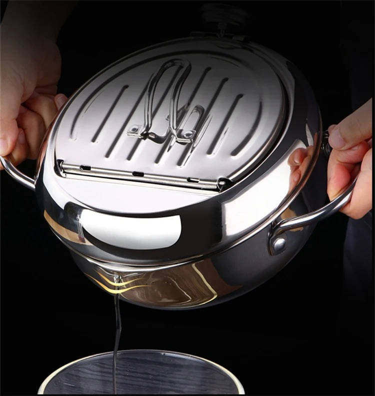 Belro Japanese deep frying pot for home kitchen, featuring a large stainless steel design ideal for frying and cooking.