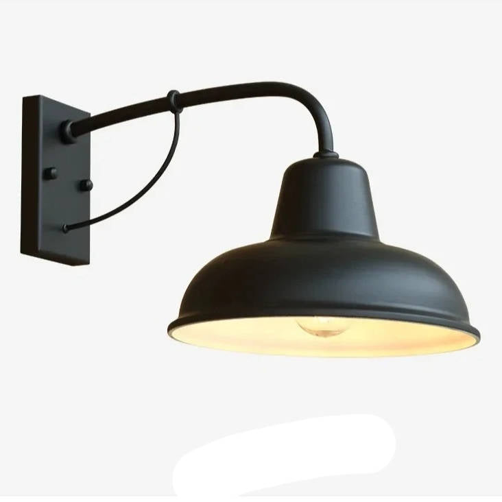 Belro antique vintage barn light used as an amplifier, featuring rustic metal design and vintage finish in an electronics setting.