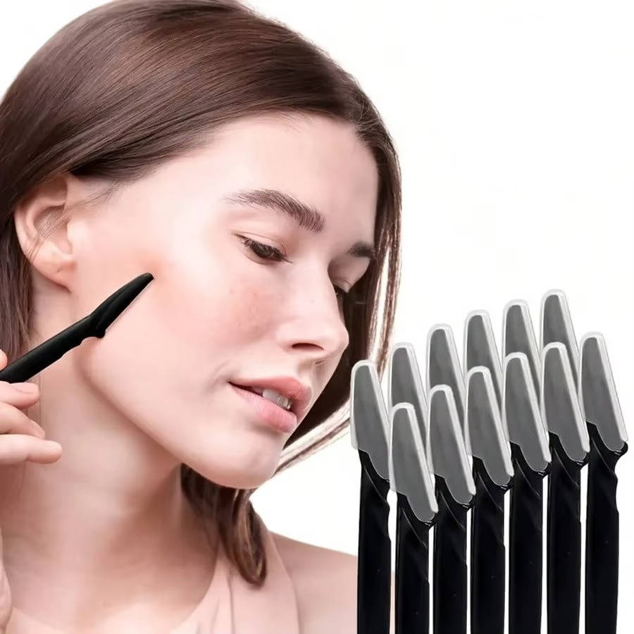 Women face razors by Belro, 12-pack, with sleek handle and precision blades for smooth facial hair removal.