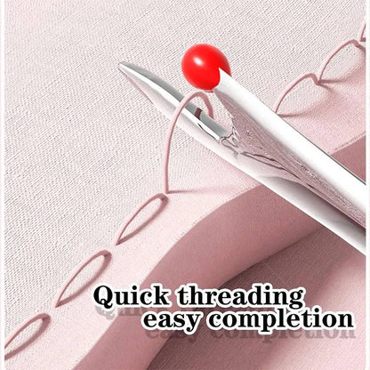 Belro needle threader and seam ripper tool for men's clothing, showing a compact metal sewing accessory with a handle and pointed ends.