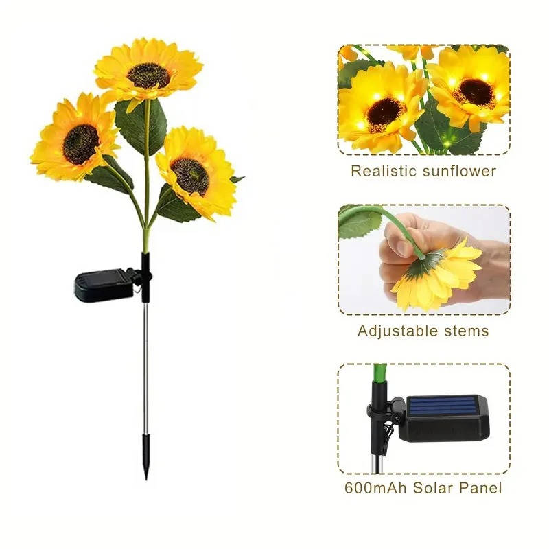 Belro outdoor solar simulation sunflower light attached to an umbrella for decorative outdoor lighting and ambiance.