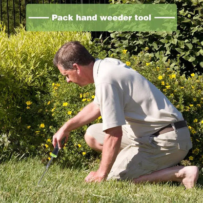 Heavy-duty ergonomic weed puller tool by Belro for outdoor gardening, featuring a sturdy handle and metal prongs for weed removal.
