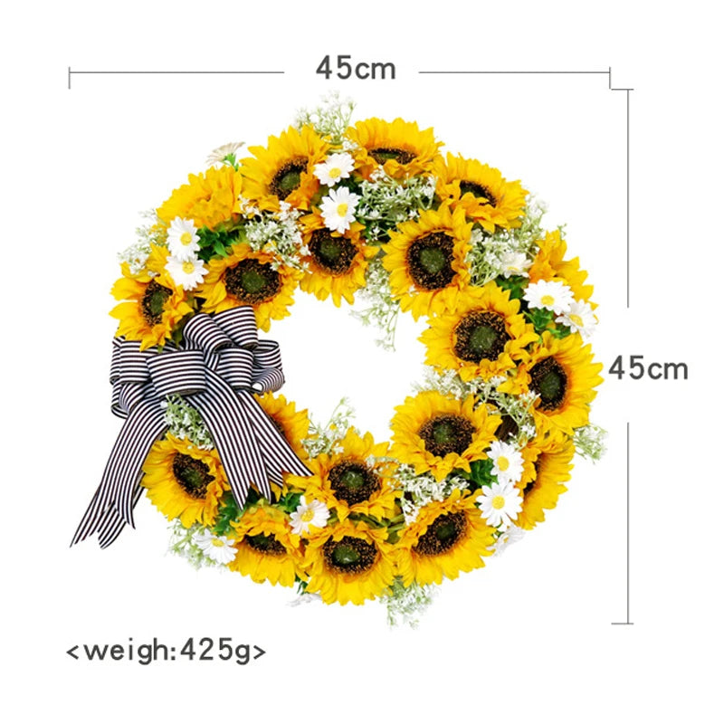 Belro sunflower and daisy wreath for men, stylish floral accessory with vibrant yellow and white blooms.