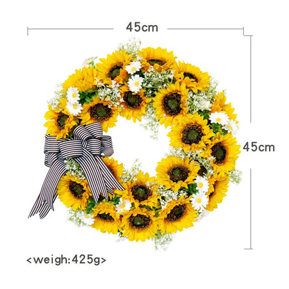 Belro sunflower and daisy wreath for men, stylish floral accessory with vibrant yellow and white blooms.
