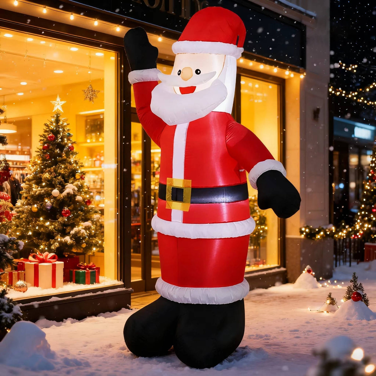 Belro Santa Christmas outdoor umbrella decoration with festive holiday design for seasonal outdoor decor.