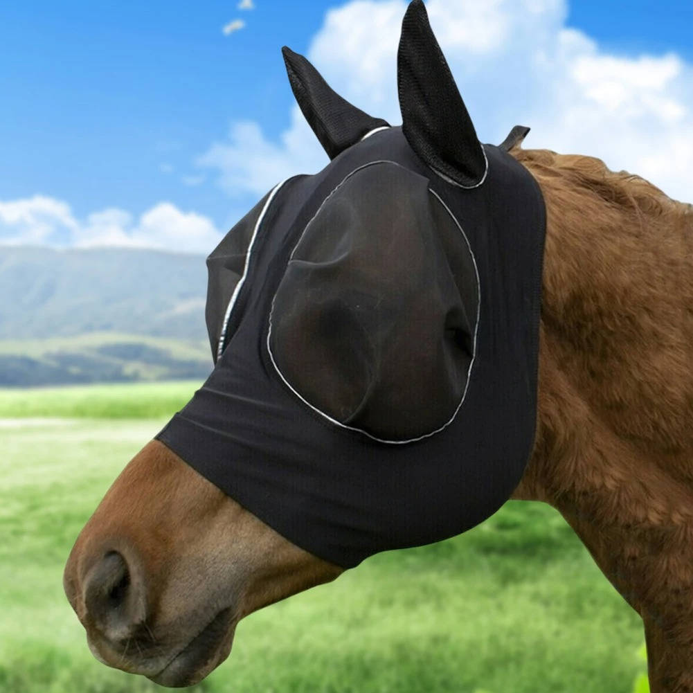 Belro horse fly mask for outdoor use, featuring mesh fabric and adjustable straps to protect horses from flies and insects.