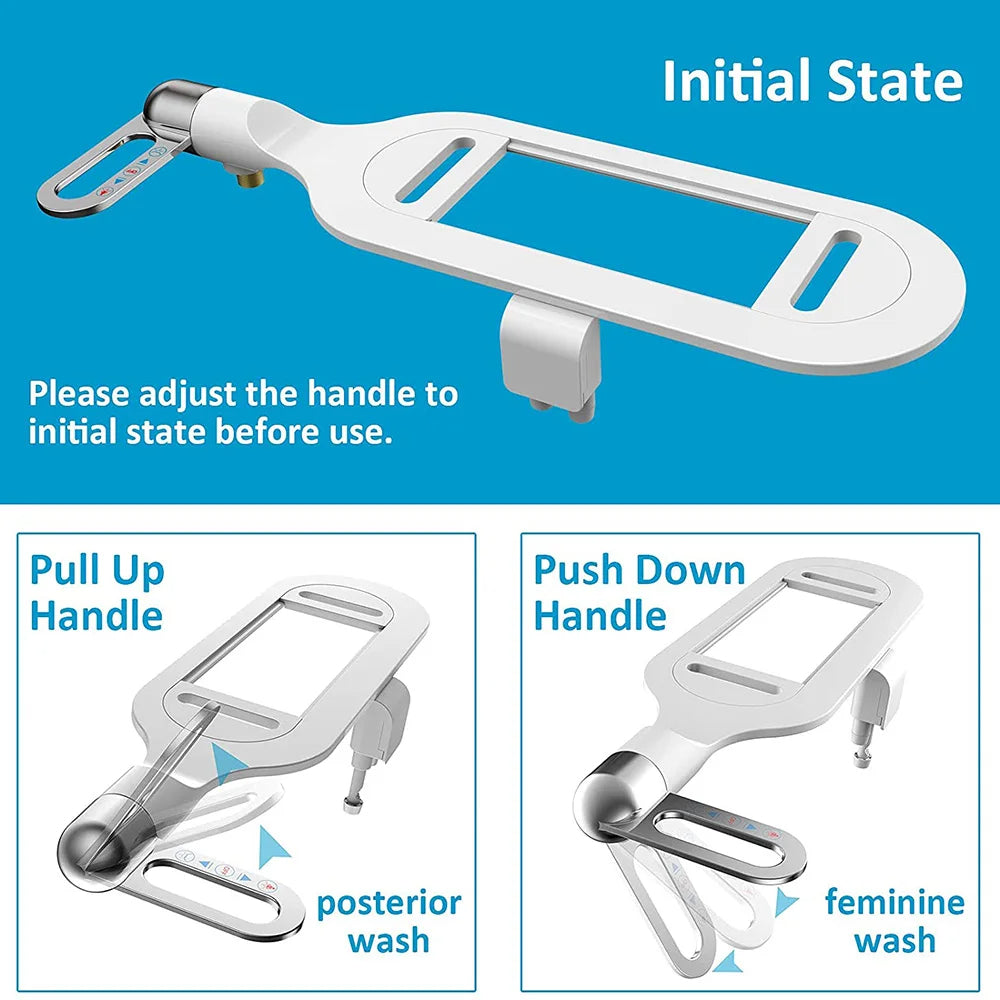 Belro ultra-thin bidet attachment for toilet showing sleek, compact design with control nozzle and mounting hardware.