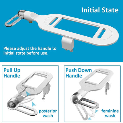 Belro ultra-thin bidet attachment for toilet showing sleek, compact design with control nozzle and mounting hardware.