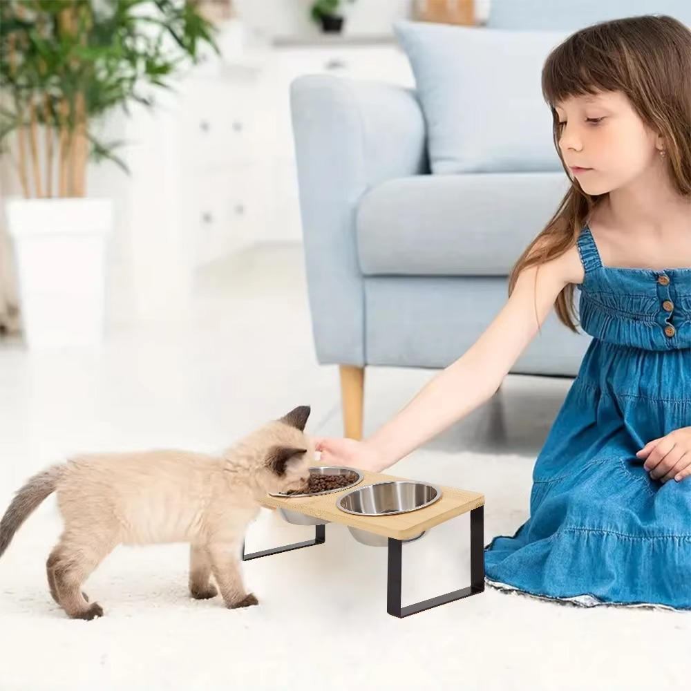Belro elevated cat bowl for pet feeding, featuring a sleek design with a raised stand and ceramic bowl for comfortable eating.
