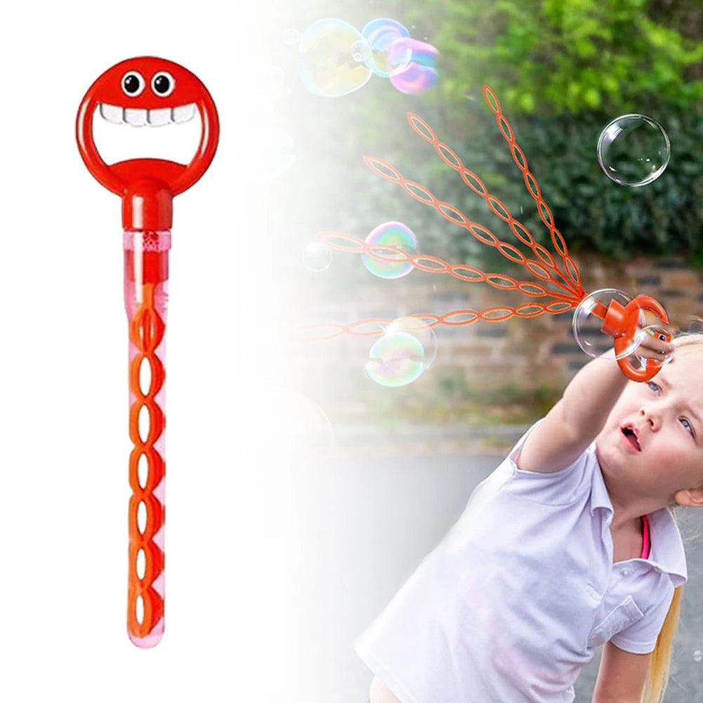 Belro 32 Hole Smiling Face Bubble Wand in vibrant colors, outdoor toy for creating large, fun bubbles during playtime.