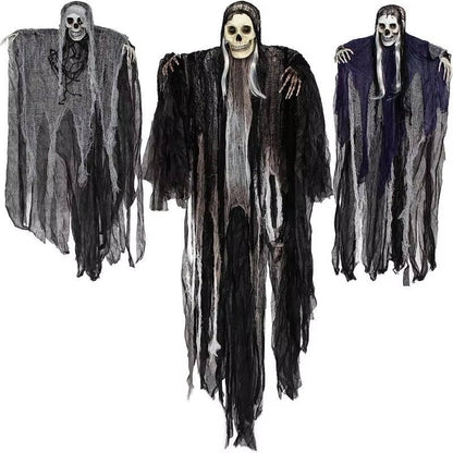 Belro Halloween hanging decorations set of three featuring realistic spooky costumes for outdoor and indoor Halloween decor.