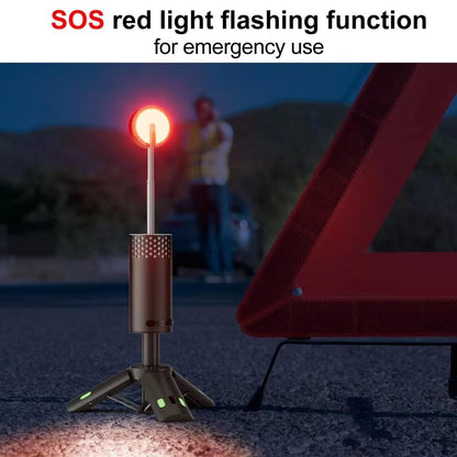 Belro rechargeable camping lantern emitting bright light, compact electronic flashlight for outdoor camping and nighttime activities.