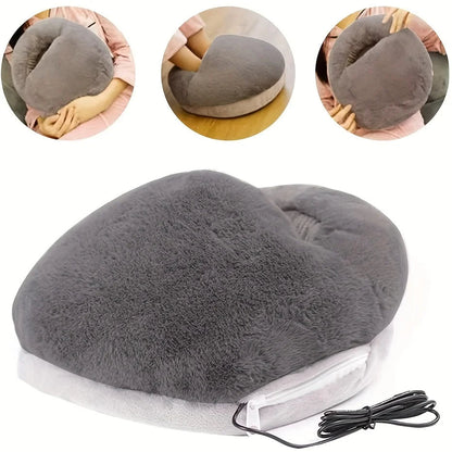 Belro USB foot warmer in gray, showing the cozy, soft fabric and compact design perfect for keeping feet warm during cold weather.
