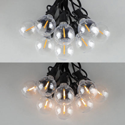 Belro LED outdoor string lights hanging outdoors, warm glow, ideal for garden or patio decor, energy-efficient outdoor lighting