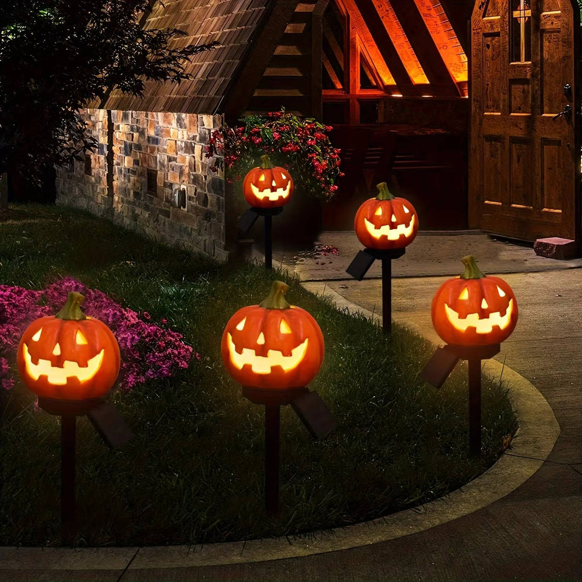 Belro Light Up Pumpkin Halloween pathway decor with illuminated design for outdoor home and garden Halloween decoration.