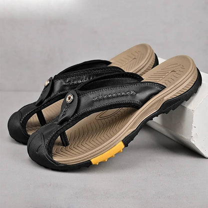 Belro men's water-resistant lightweight toe flip flops with cushioned soles, perfect for casual summer wear.