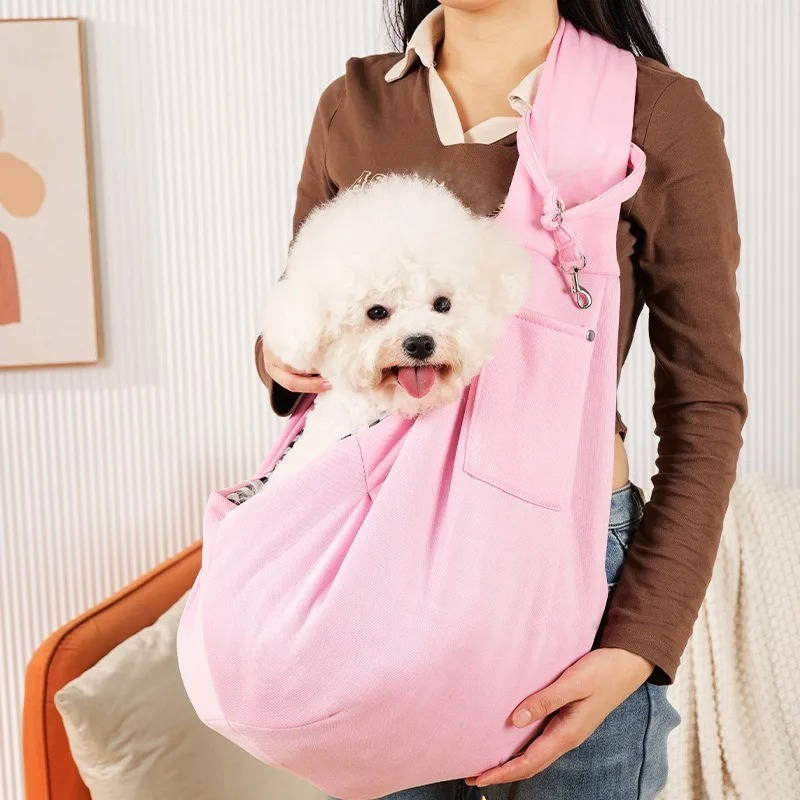 Belro dog carrier sling designed for automotive travel, featuring adjustable straps and comfortable interior for small pets.