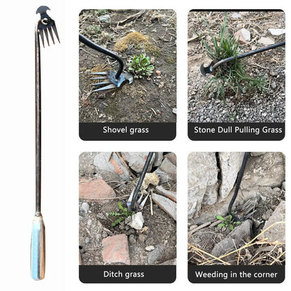 Belro Crescent Weeder Tool with long handle for garden weeding, outdoor garden tool for easy soil removal and weed extraction.