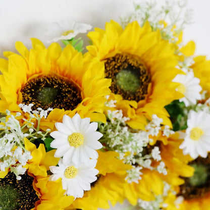 Belro men's sunflower and daisy wreath clothing accessory featuring vibrant yellow flowers and green foliage.