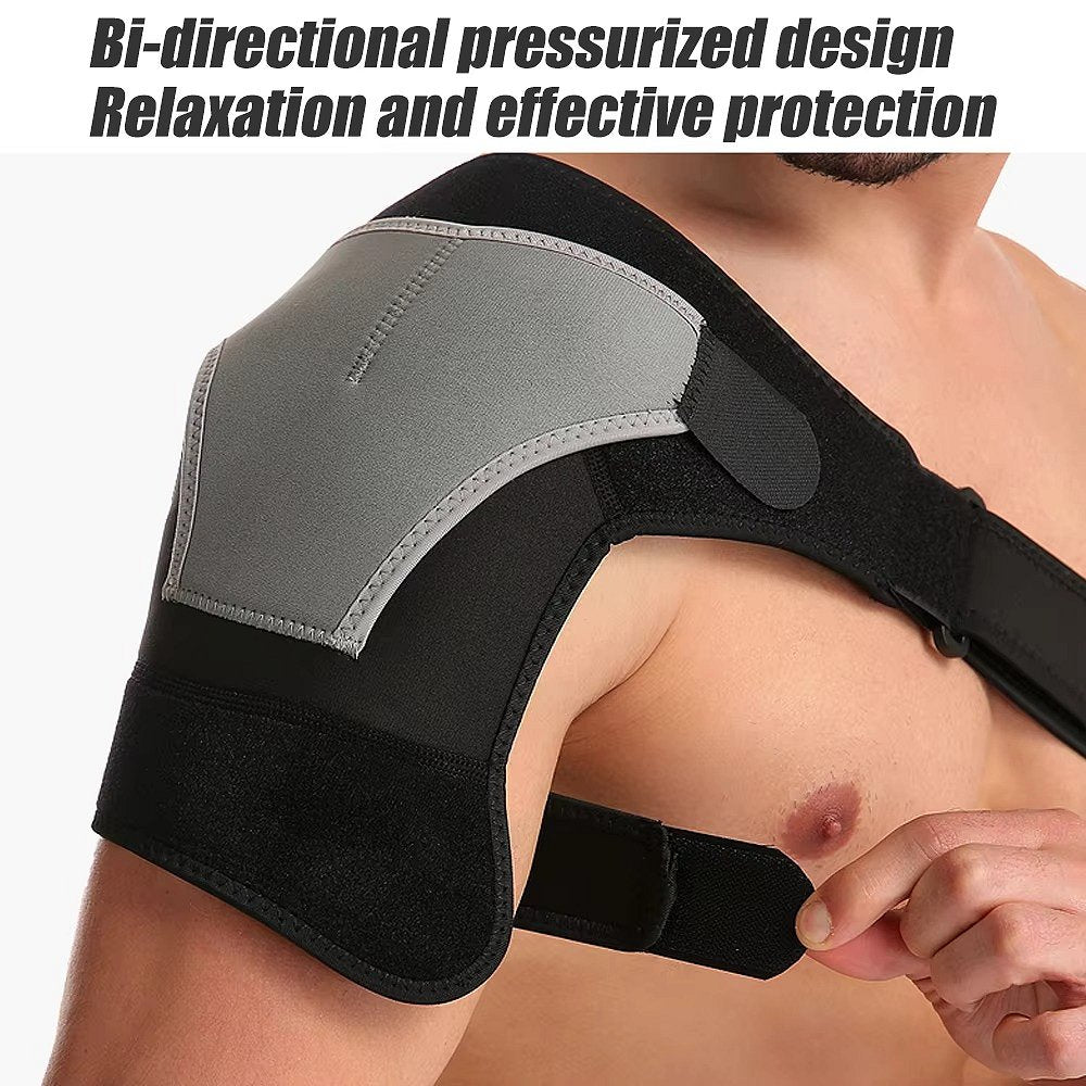 Belro shoulder brace for support and stability, shown on a plain background, designed for shoulder injury and pain relief.