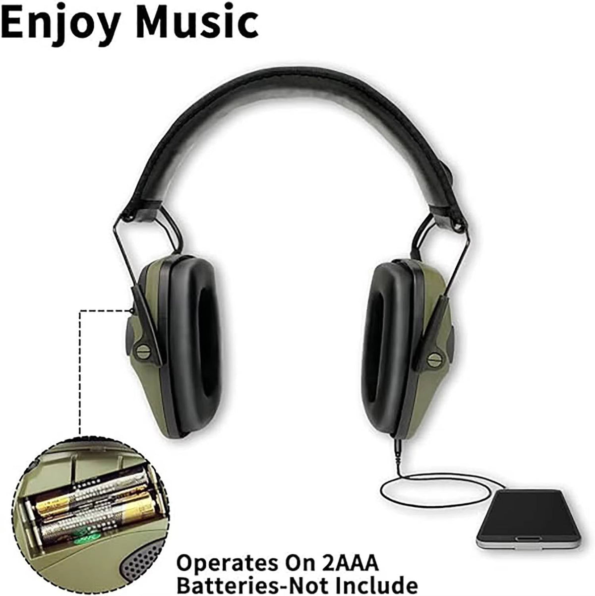 Belro noise cancelling ear muffs for shooting, outdoor hearing protection, black and padded for comfort and safety.