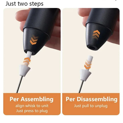 Belro electric milk frother for home use, with stainless steel body and frothing whisk, ideal for coffee and latte drinks.