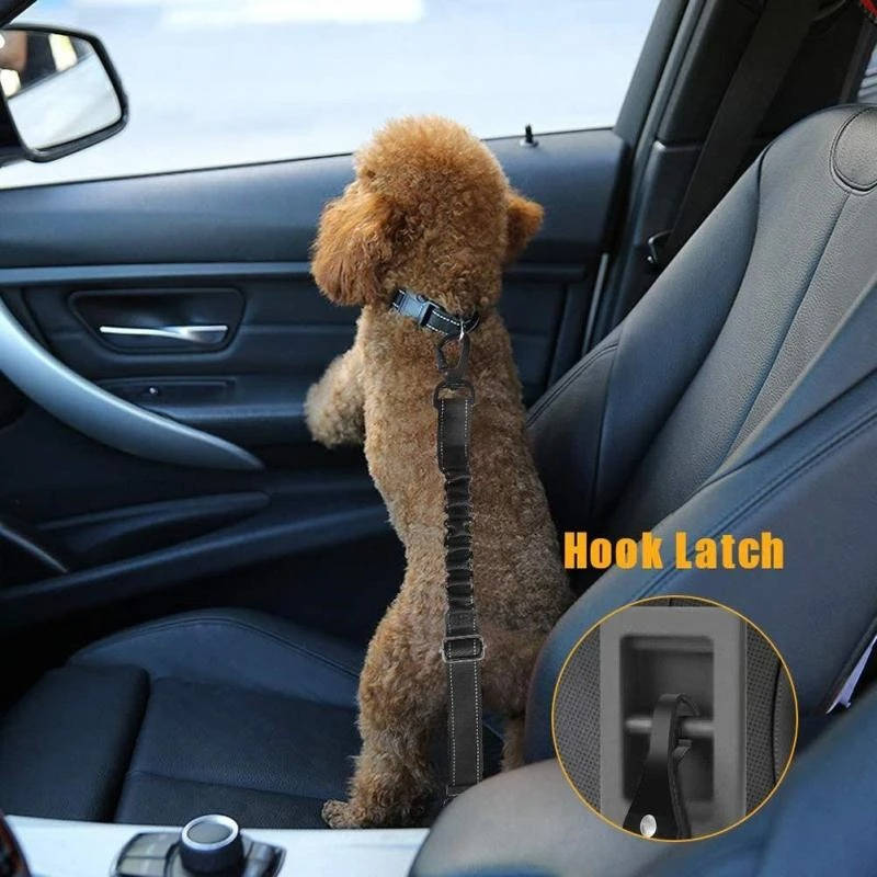 Belro dog car seat safety belt attached to a vehicle seat, ensuring secure travel for pets during car rides.