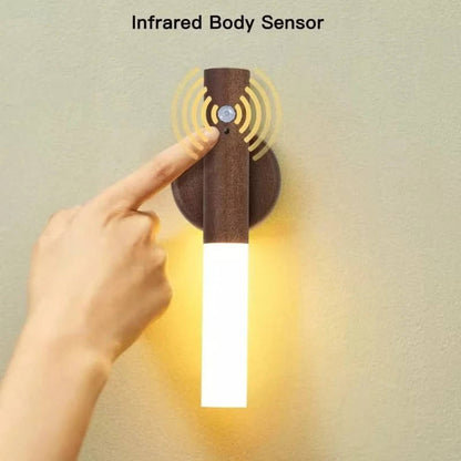 Belro plug-in motion sensor night light illuminating a bedroom, designed for easy installation and energy-efficient lighting.