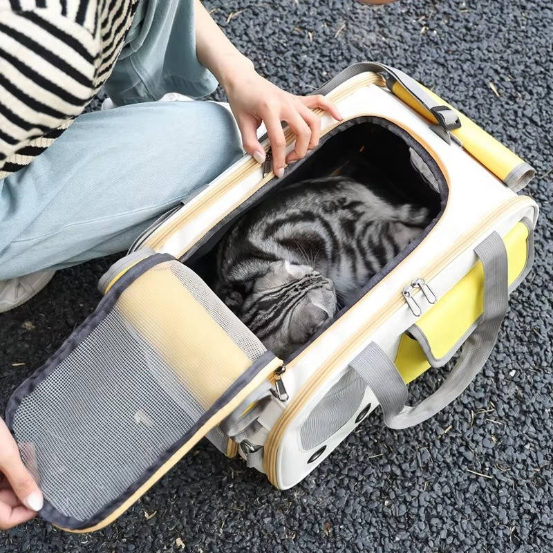 Belro travel pet carrier for cats and small dogs, automotive-style with ventilation and sturdy handle for secure transport.