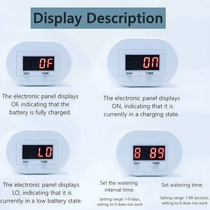 Belro automatic watering pump controller for outdoor garden irrigation, featuring digital display and control buttons.