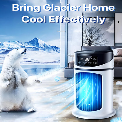 Belro portable room air conditioner for home and outdoor use, showing compact design with control panel and cooling vents.