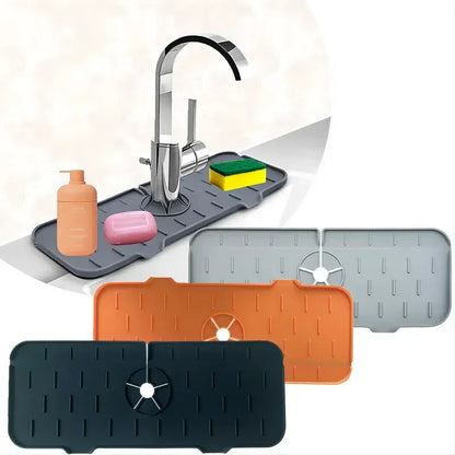 Belro kitchen silicone sink splash protector installed in a modern kitchen, preventing water splashes around the sink area.