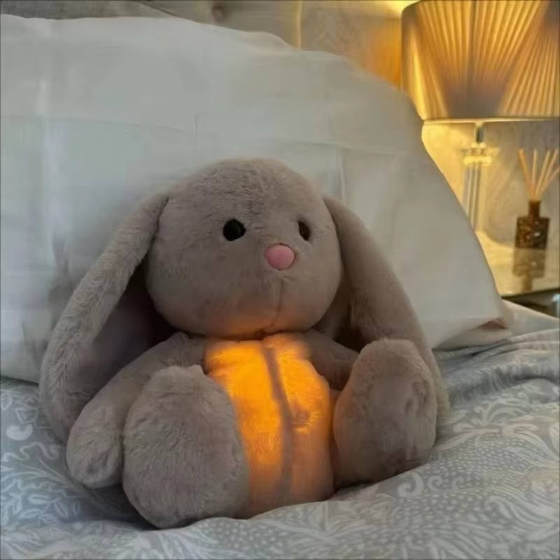 Belro breathing stuffed animal bunny, a soft plush toy with detailed features, designed for comfort and playful decoration.