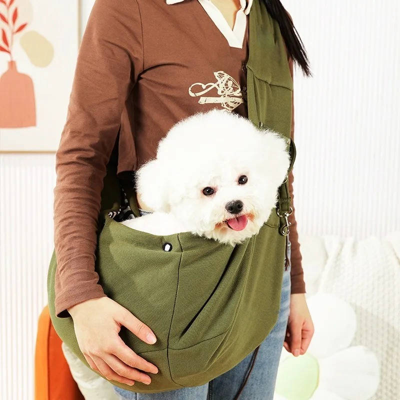 Belro dog carrier sling designed for automotive travel, featuring adjustable straps and soft fabric for comfortable pet transport.